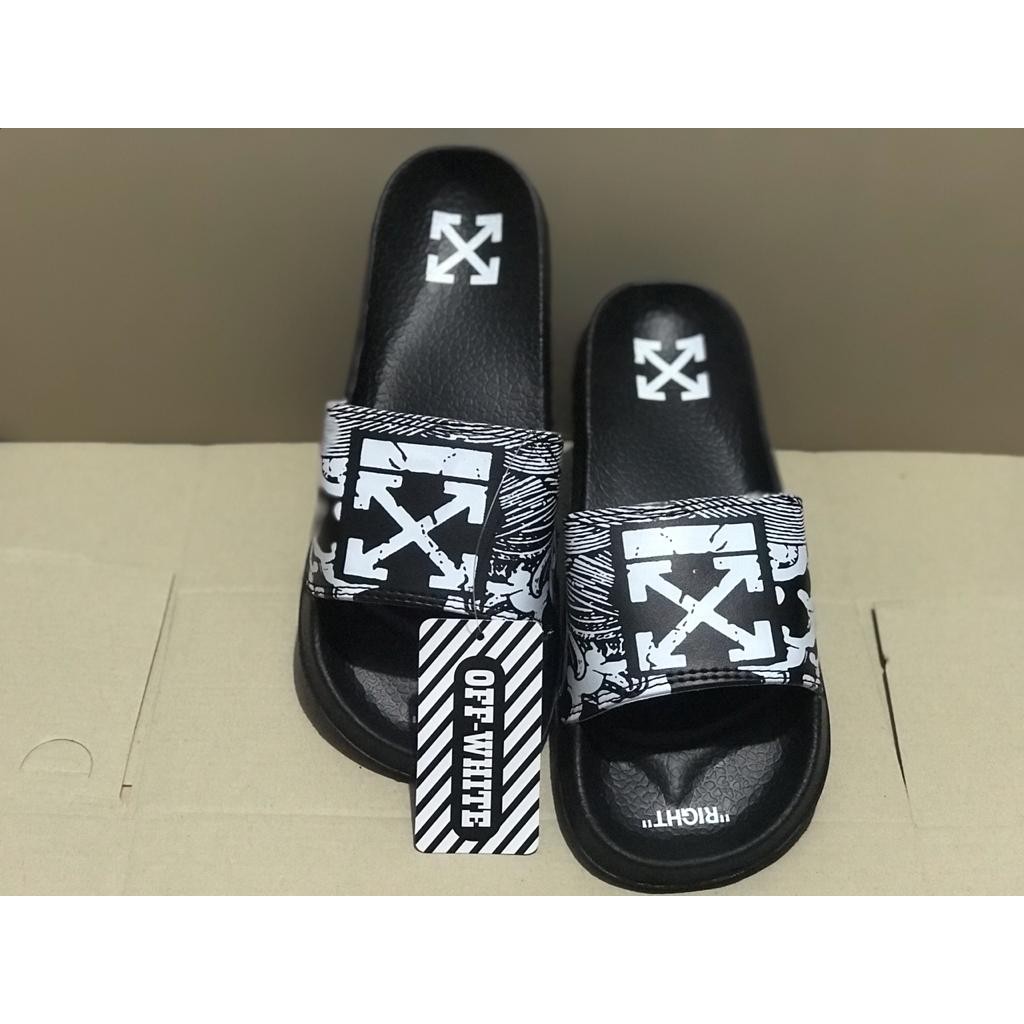 Sandal Off White Slides  Font Logo Virgil Abloh/sandal off white pria wanita casual slide