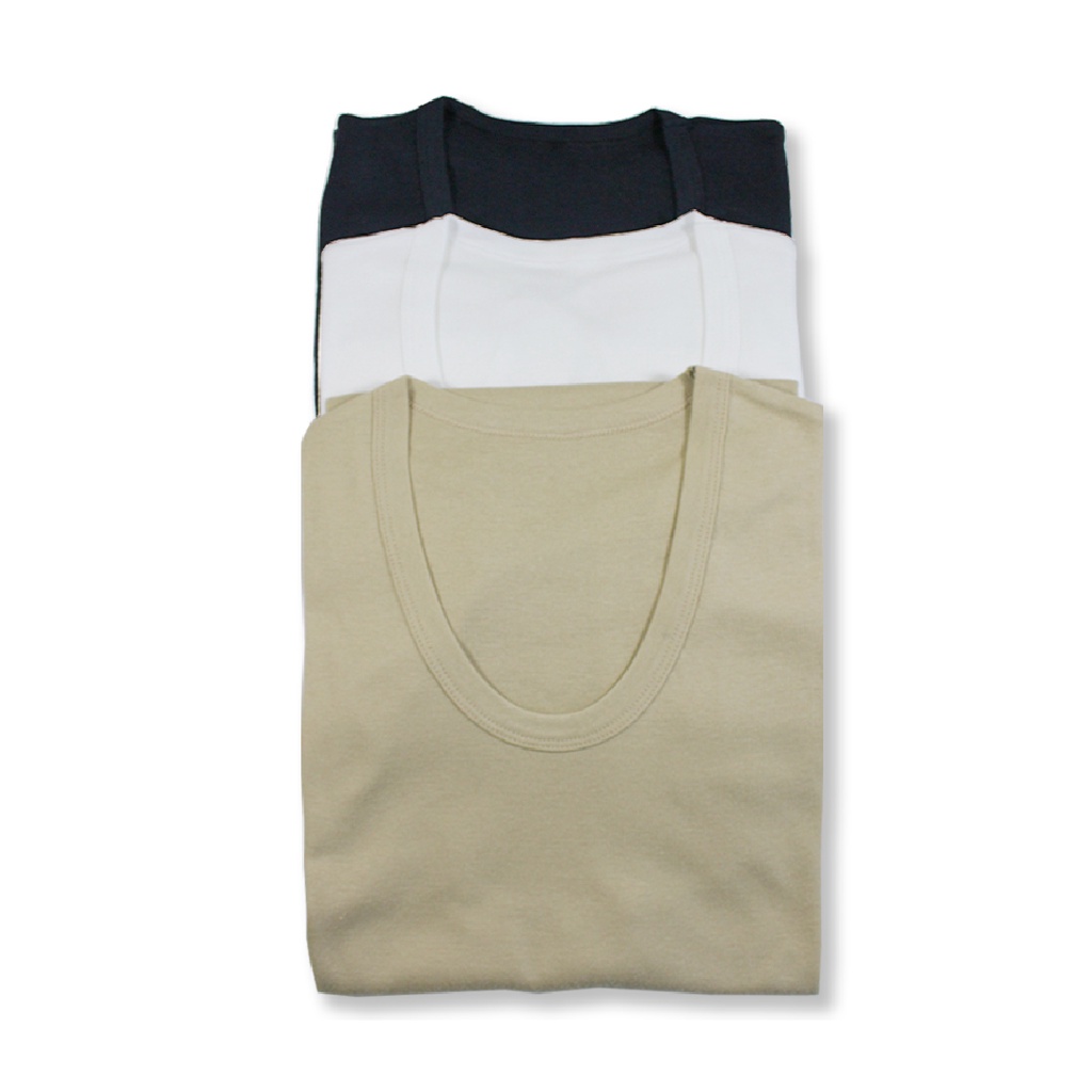 Kaos Dalam Singlet Pria / Men T-Shirt - SEAMLESS U Neck - Putih / Coklat / Hitam Polos