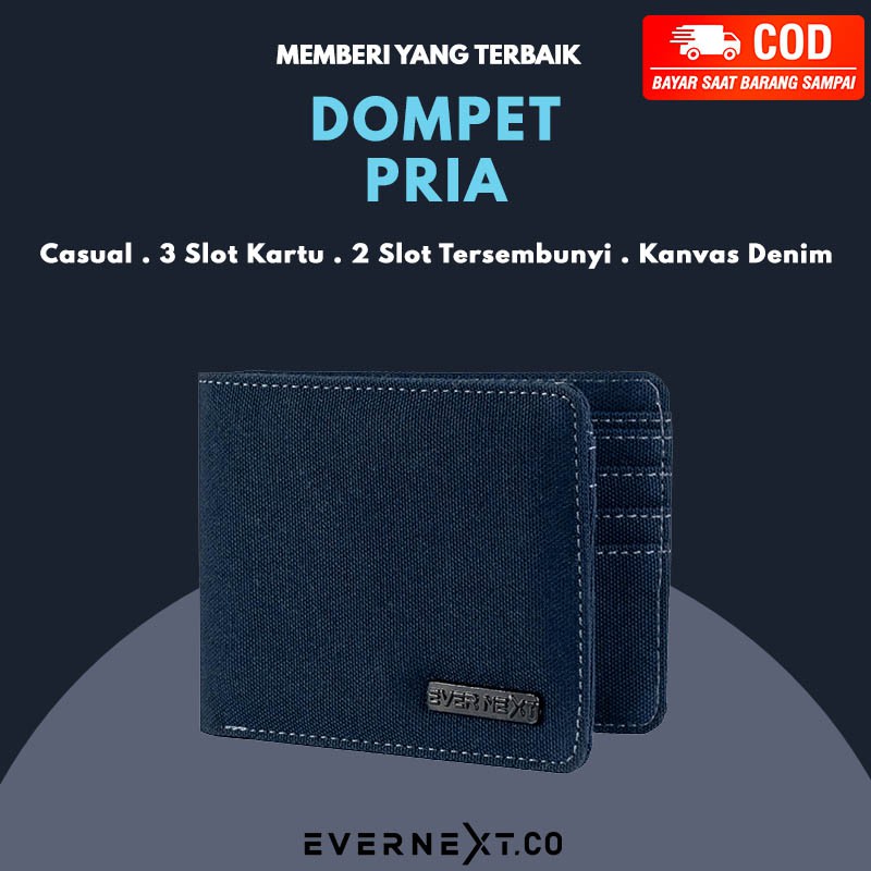 Dompet Pria Cowok Pendek Denim Kado Casual kasual Canvas Simple Uang Kartu Photo Jalan Lokal COD