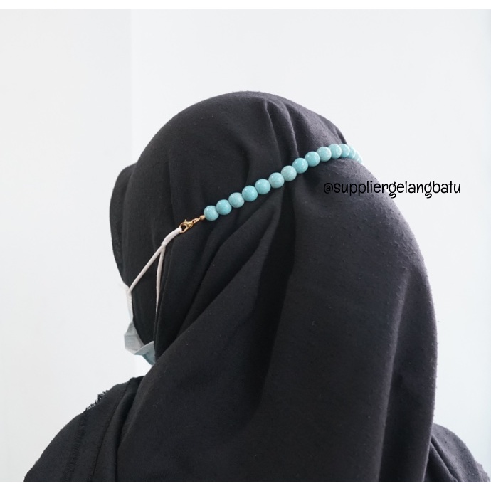 PROMO konektor masker batu hijab BLUE PHYRUS pirus biru strap mask