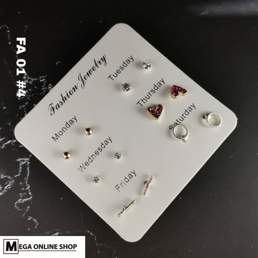 ➰CKK➰ Anting Tusuk 6 in 1 &amp; 7 in 1 FA01 Fashion Wanita Korea Aksesoris Murah