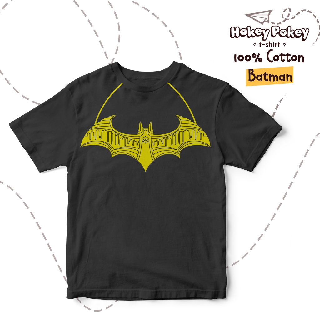 Baju Kaos T Shirt Anak Laki Laki Katun Combed Motif Batman Abu