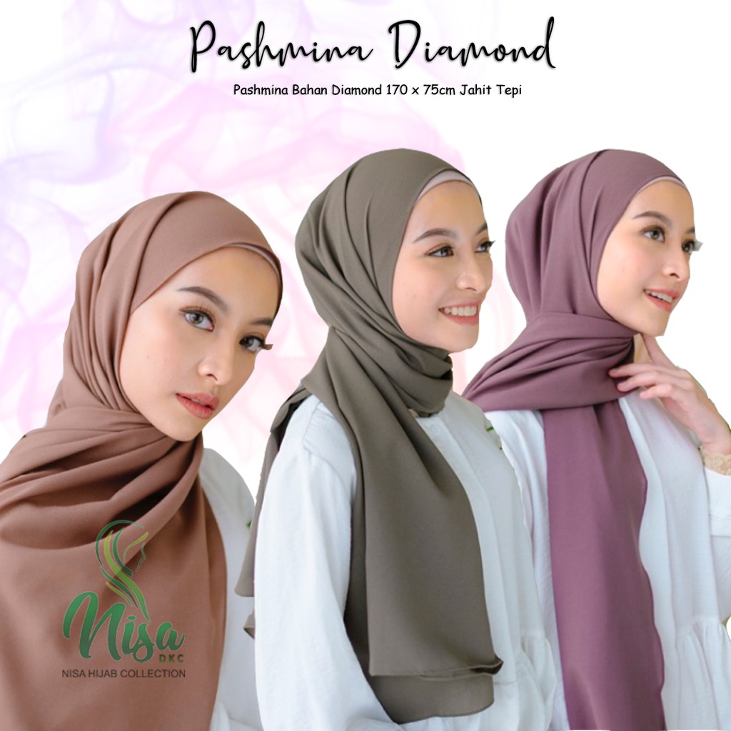 Pashmina Diamond Scarft Diamond Crep Polos Jahit Tepi