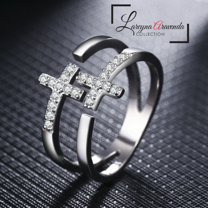 Cincin Titanium Ring Model Kristal Crystal Mewah Anti Karat Non Alergi CC016