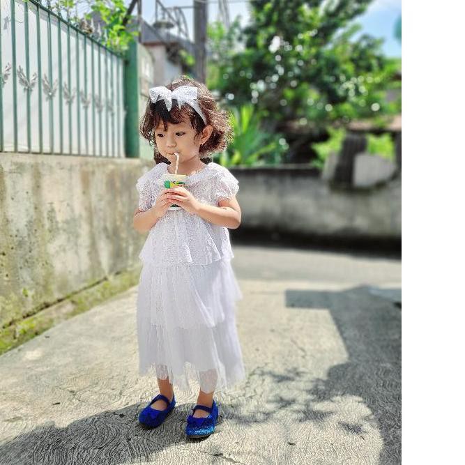 ✵ Dress gaun gamis putih hitam cream anak kondangan lebaran tile brokat premium pesta usia 1-5 tahun