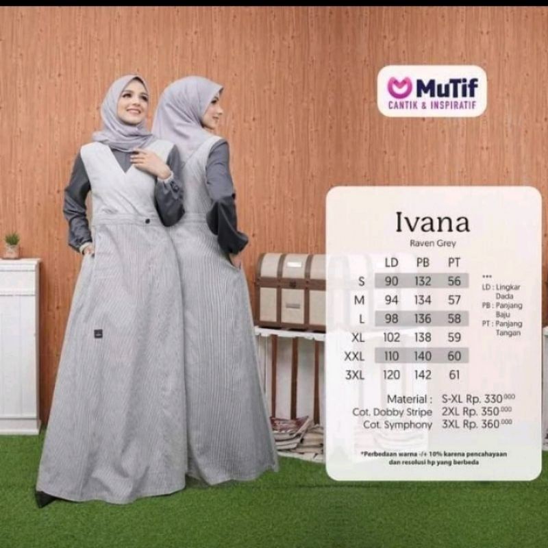 (READY) SARIMBIT MUTIF 2022 GAMIS MUTIF IVANA RAVEN GREY KOKO CAKRA RAVEN GREY GAMIS LEBARAN 2022