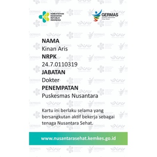 Jual Id Card Nusantara sehat, Id card kemenkes, Id Card Puskesmas, Name