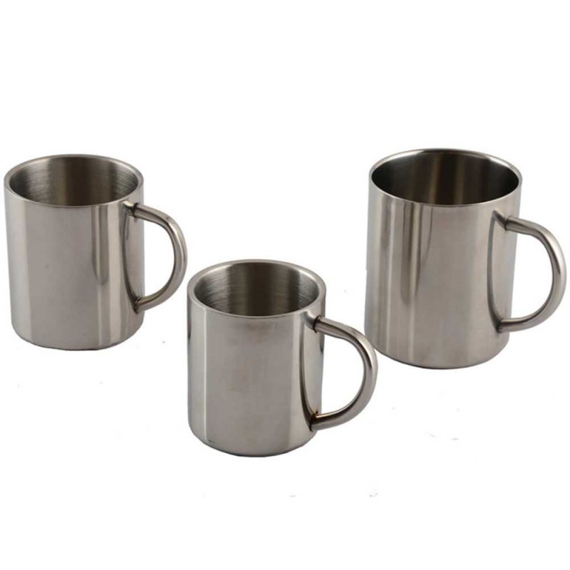 Gelas Stainless Cangkir Mug Tebal Kopi Teh Minuman 320ml Handle