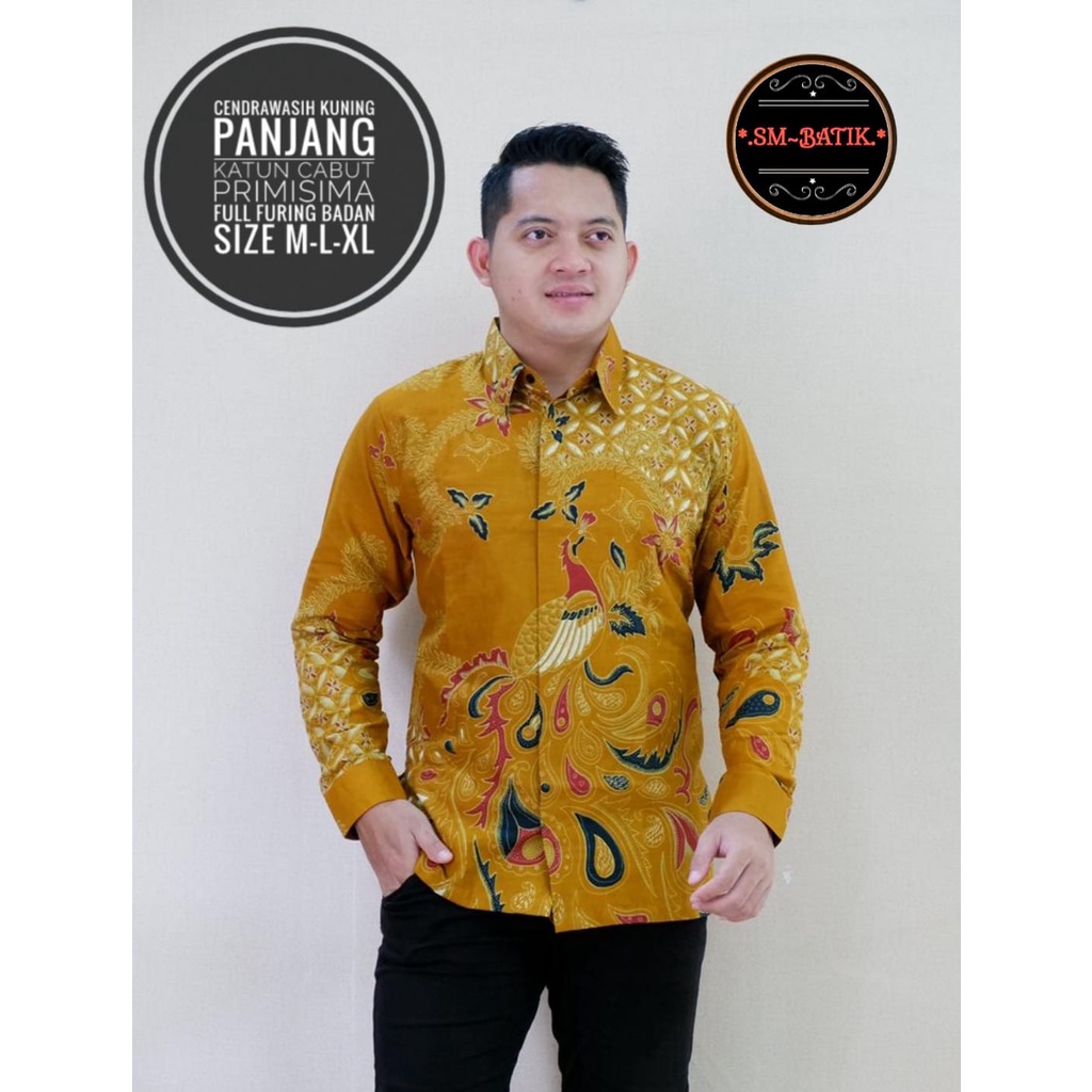 CENDRAWASIH KUNING HOT SALE ATASAN KEMEJA BATIK PRIA PREMIUM LAPIS FURING LENGAN PANJANG PENDEK CEND