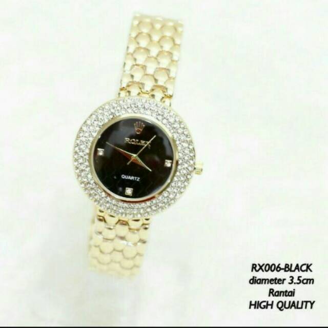 Arloji wanita Rolex - hitam - rantai