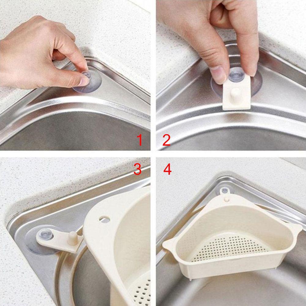 TOP Rak Tiris Dapur Multifungsi Sucker Segitiga Spons Rak Wastafel