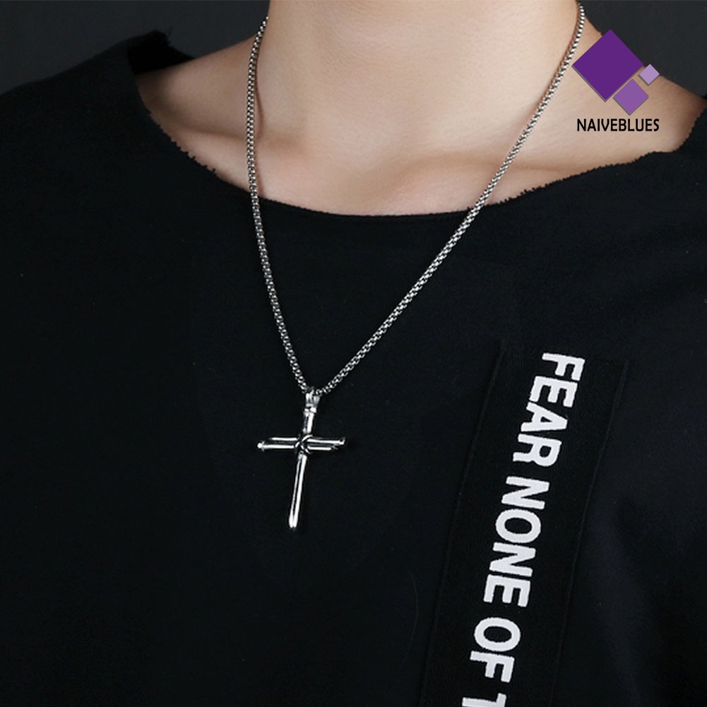 Kalung Rantai Panjang Dengan Liontin Bahan Titanium Steel Untuk Pria Dan Wanita