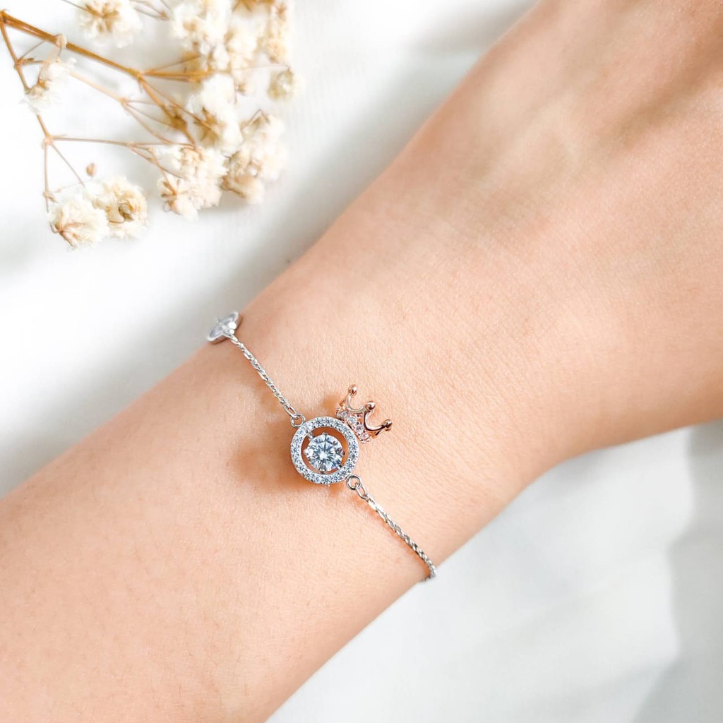 Gelang Wanita Model Dancing Stone Elegant Emas Asli