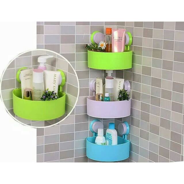 Rak sudut kamar mandi tanpa paku