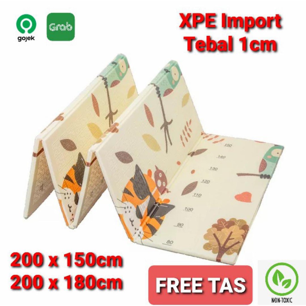 Playmat Jumbo Tikar Lipat Main Bayi Karpet Matras FREE TAS 200x180 cm