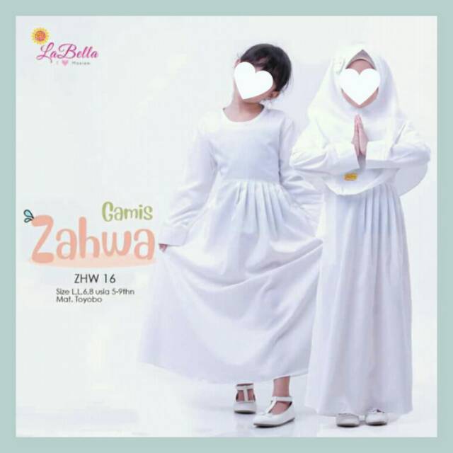 Gamis Anak Putih Zahwa Labella 5 6 7 8 9 Tahun