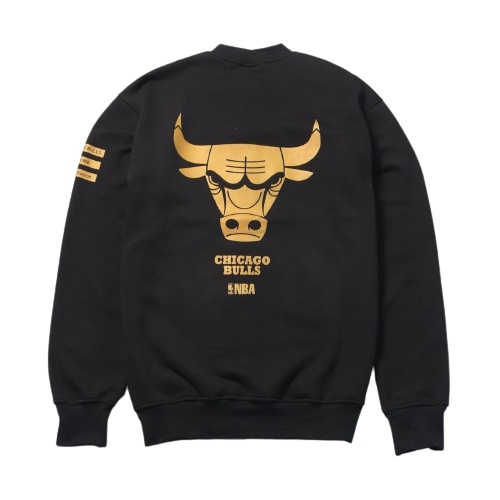 Jaket Sweater Crewneck NBA BULLS LIST GOLD – Black Edition Fashion Trendy Casual Pria Good Brand Qua