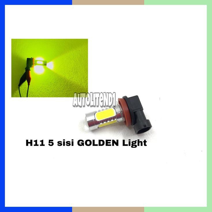 Lampu Led Mobil H11 Foglamp 5 Sisi Kuning Gold