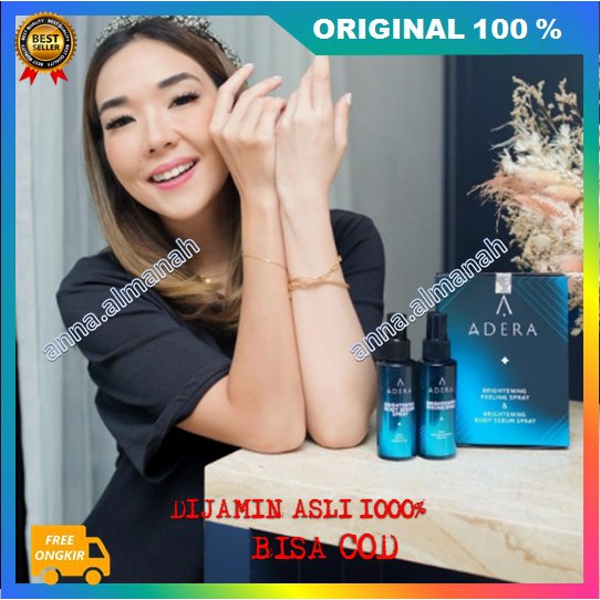 [BISA COD] Adera Brightning Body Spray Peeling & Body Serum Spray Lotion Glowing 100% ASLI BPOM