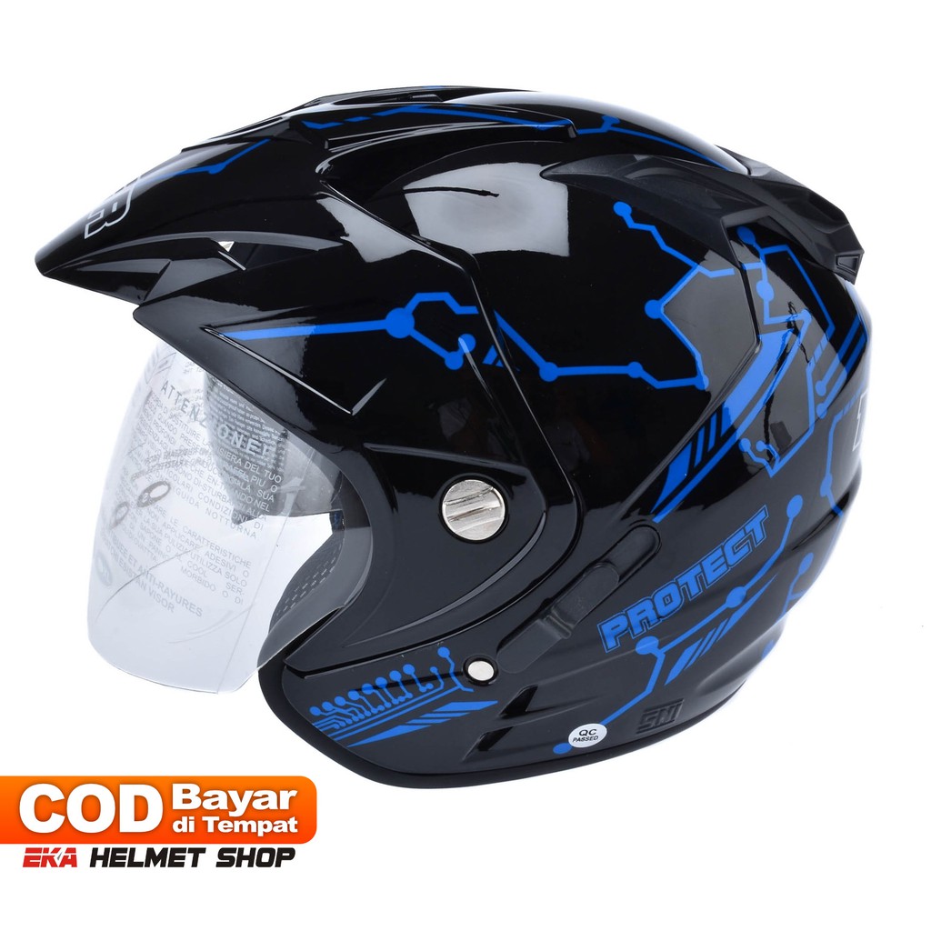 [Helm Dewasa] MSR Helmet Impressive - Protect - Double Visor - Hitam Biru