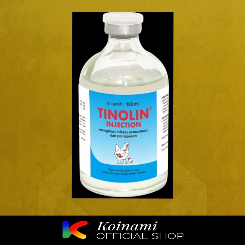 Tinolin Injection 100ml / Infeksi Pencernaan dan Pernapasan / Untuk Unggas Sapi Babi Kambing Domba/ Medion