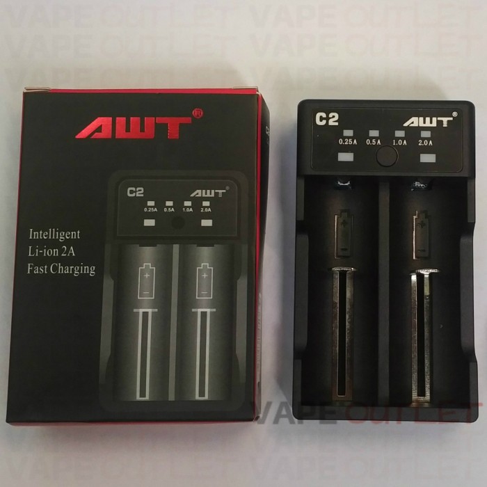 AUTHENTIC AWT C2 CHARGER I VAPE 18650 FAST CHARGING I 2 SLOT