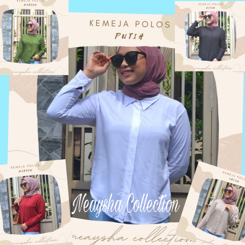 kemeja wanita basic lengan panjang bahan katun rayon