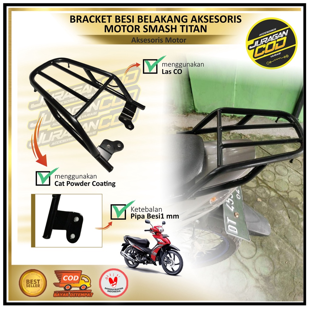 Bracket Besi Belakang Smash Titan 2009-2013 / Aksesoris Box Suzuki Smash Titan bisa (COD)