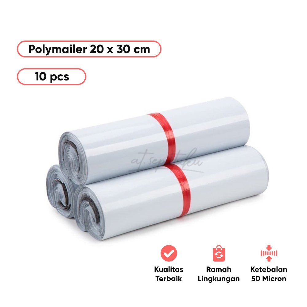 

Plastik Polymailer Putih 20x30 - Kecil | Amplop Plastik Packing Glossy isi 100 pcs