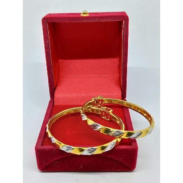 gelang bangle lilit anak kombinasi warna/ gelang perak asli silver 925 lapis emas/ gelang fashion