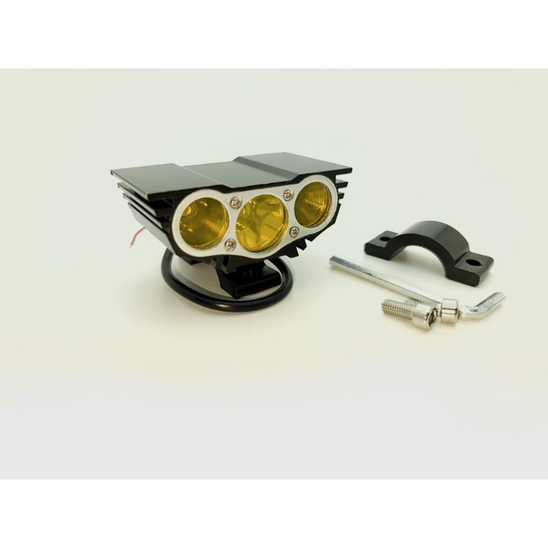 lampu tembak led cree owl ultrafire 3 mata 30w body hitam sinar kuning