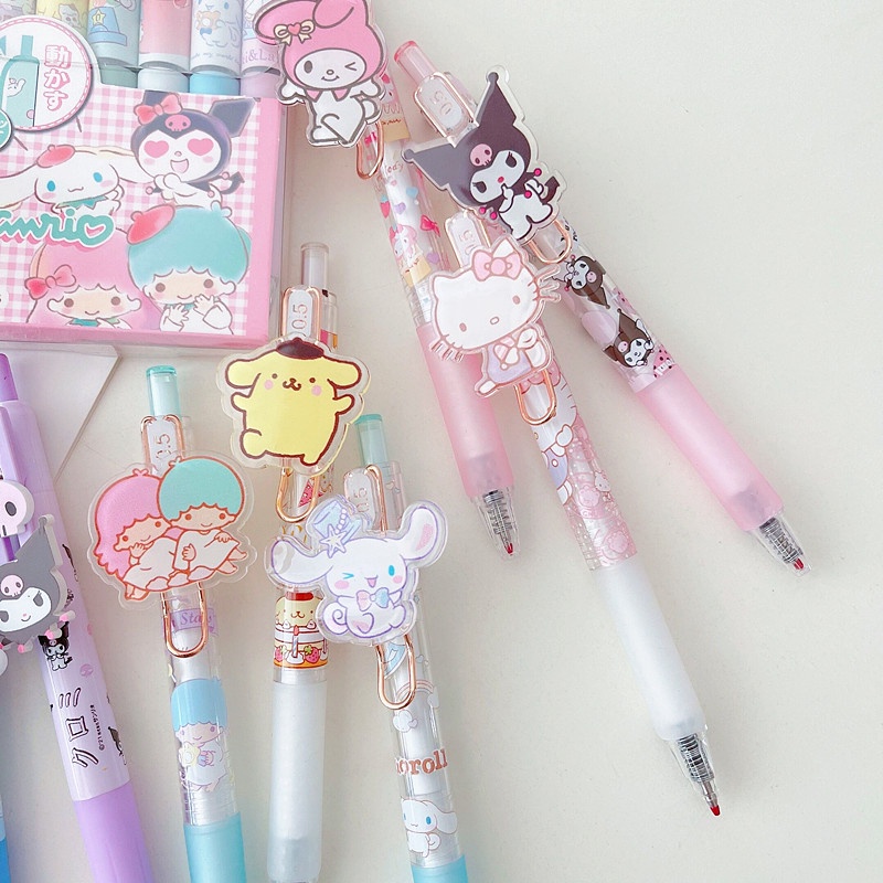 Pulpen Gel Desain Kartun My Melody Kuromi Cinnamoroll Kitty Sanrioed Untuk Stationery Kantor