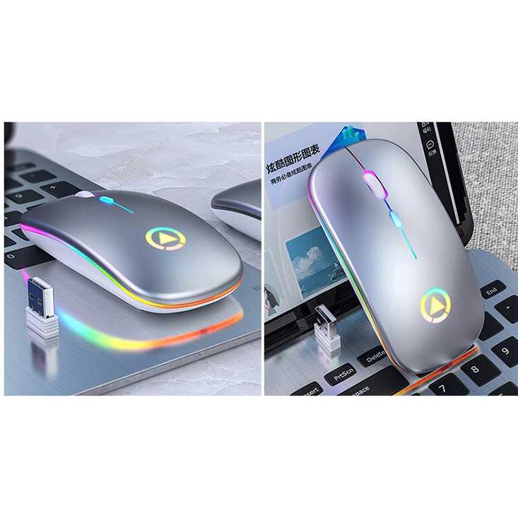 YINDIAO Slim Silent Optical Wireless Mouse USB Recharge 2.4GHz - A2