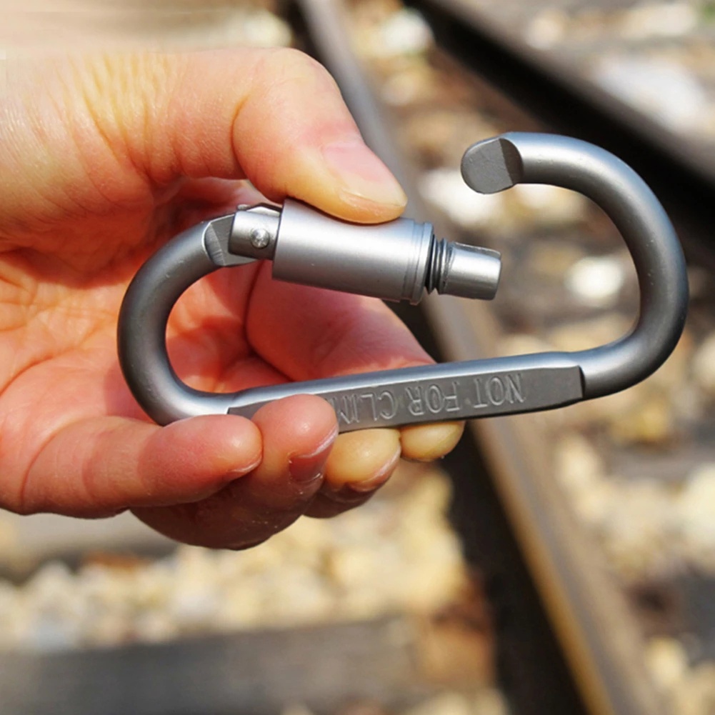 1pc Carabiner D-Ring Bahan Aluminum Ukuran 8cm Multifungsi Untuk Climbing / Hiking / Camping