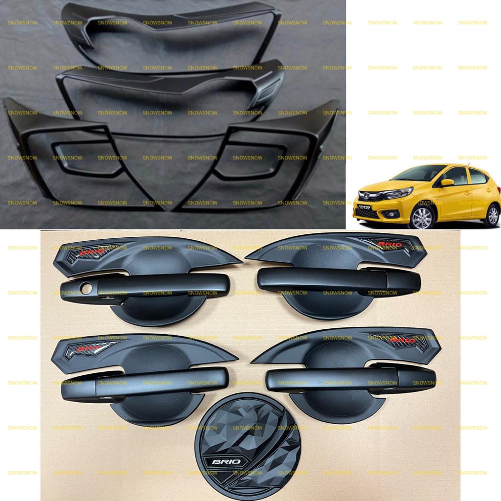 Paket Garnish Depan Belakang Outer Handle Tank Cover Brio 2012 2016 2018 2022 UP Hitam