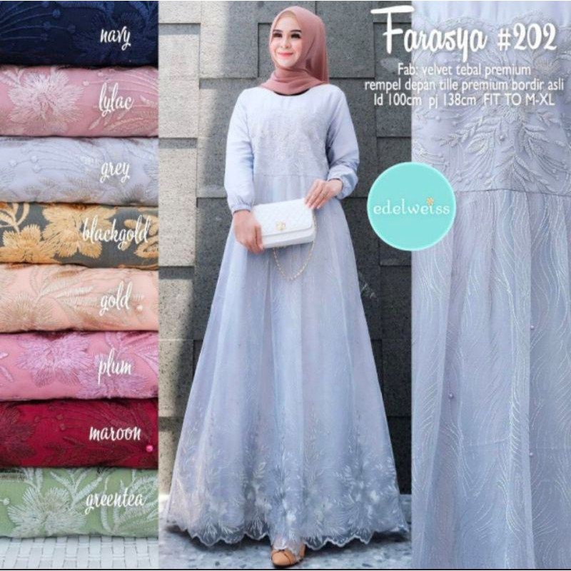 (BISA COD) GAMIS FARASYA STANDAR DAN JUMBO BORKAT TILE IMPORT