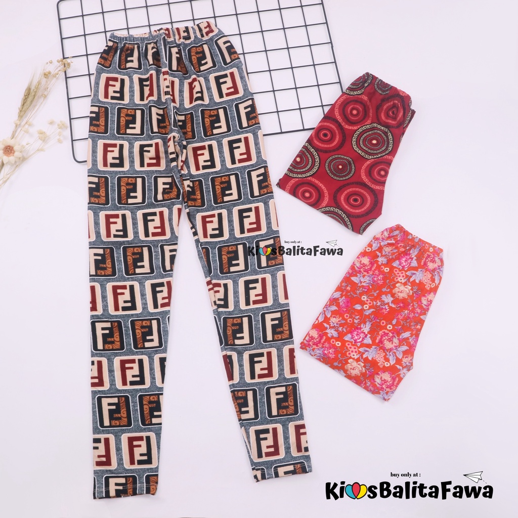 Legging Carlissa Anak 12-15 Tahun Remaja Tanggung / Celana Panjang Leging Perempuan Salur Murah Adem