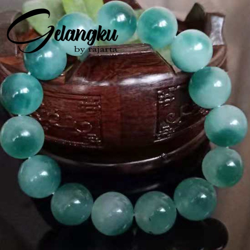 Gelang Beads Natural Flower Jade  14Mm