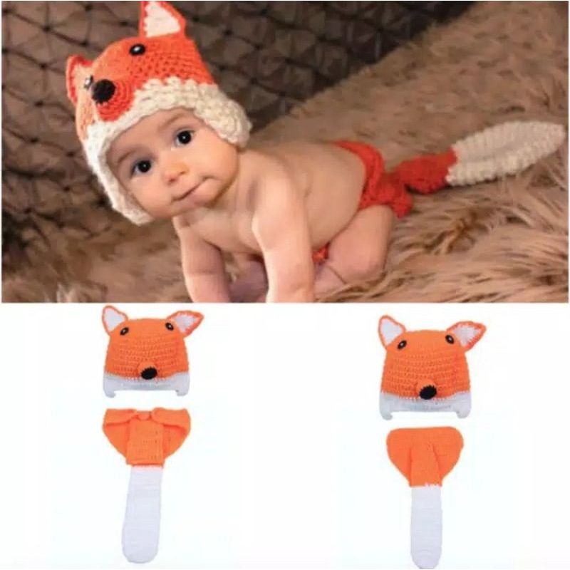 kostum bayi fox/ kostum rajut bayi fox/ kostum bayi fotografi fox