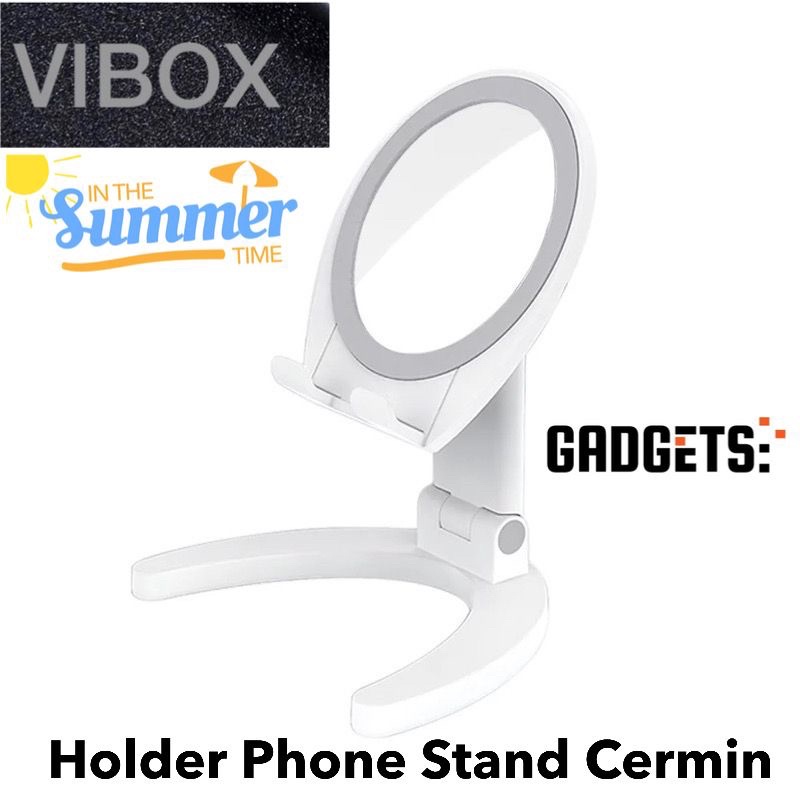 GROSIR HOLDER PHONE STAND CERMIN HIGH QUALITY SILVER MIRROR FOLDING DESIGN