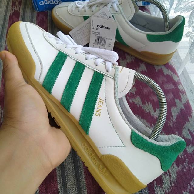 adidas jeans white green