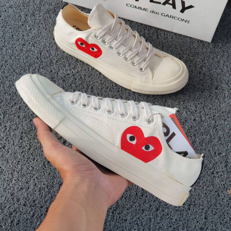 [BISA COD] CONVERSE CDG PLAY WHITE LOW PREMIUM