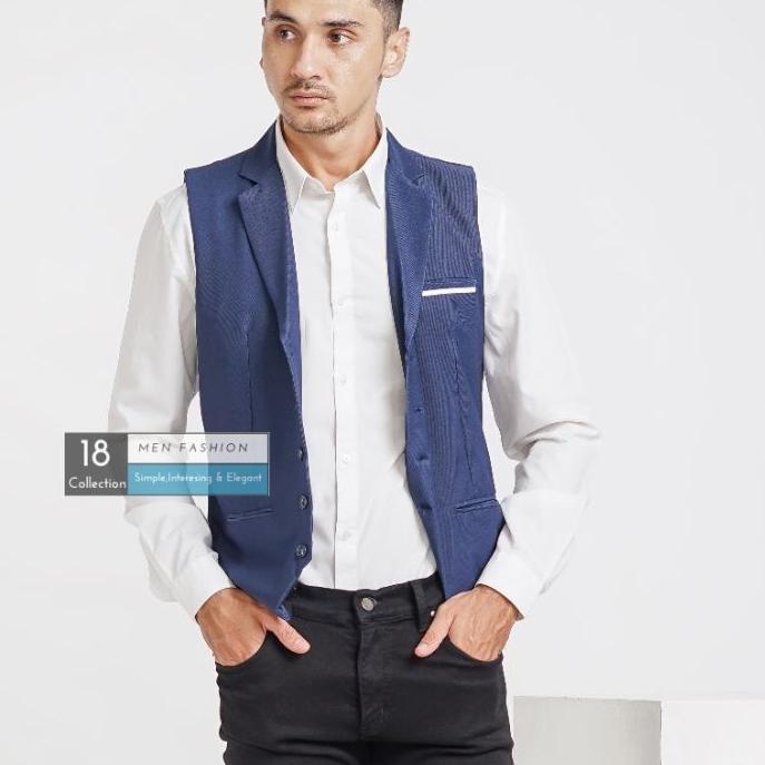Best  Vest Formal Pria Kerah Collar Lapel