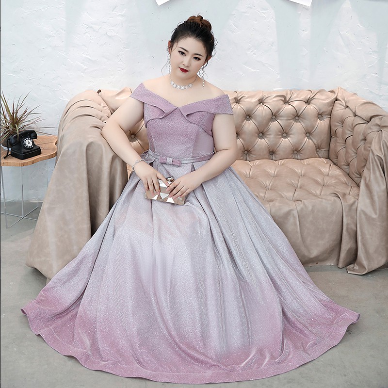 Gaun Pesta 2101002 Pink Sabrina Big Size Party Dress Gown