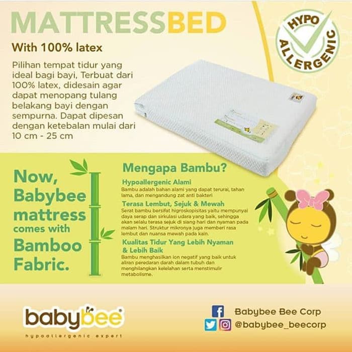 Matras Babybee Bayi Latex - 95 x 65 x 5 Cm