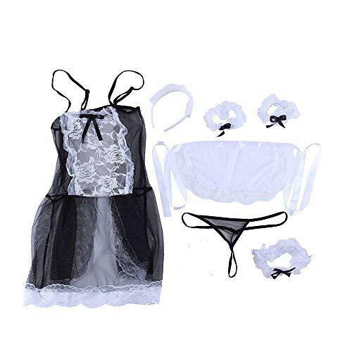 Ɛѵҽ Lingerie Sexy Seragam Pelayan Renda Pita Babydoll Pakain Dalam Eksotis 1018