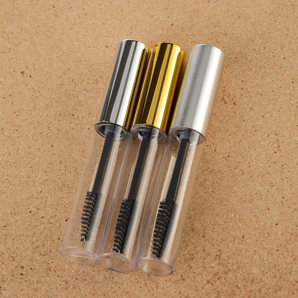 Solighter 2 /5Pcs Tabung Maskara Dengan Kuas Ukuran Travel Baru Botol Isi Ulang Kosmetik DIY