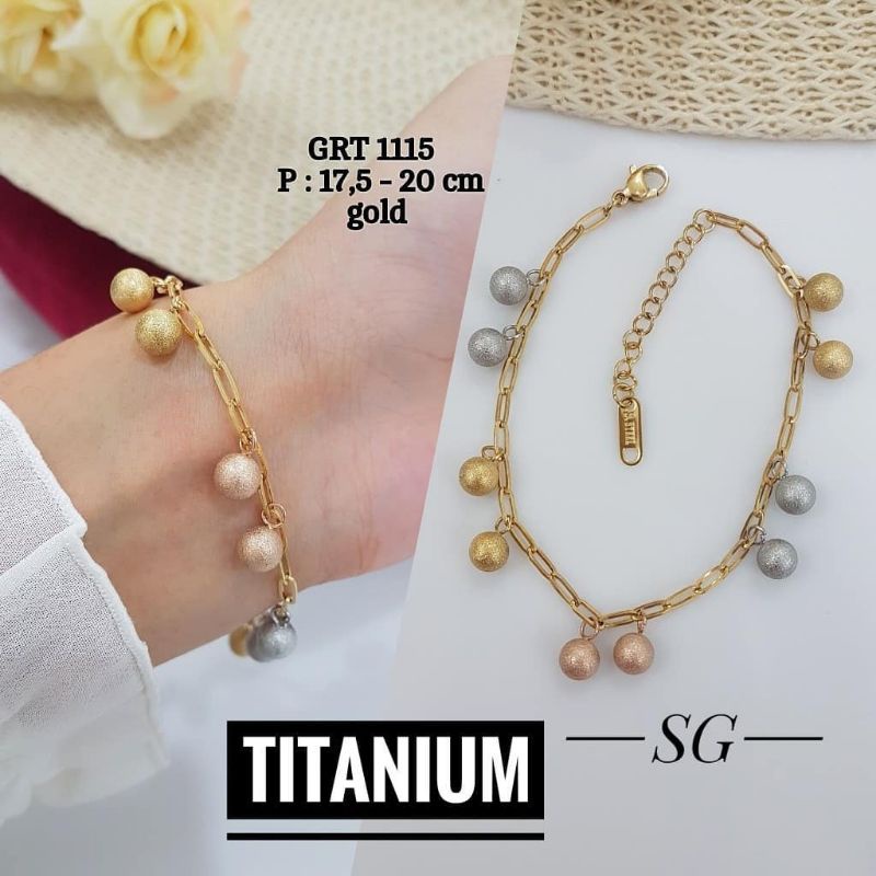 Gelang Titanium Anti Karat Boba Pasir Gelang Tangan Wanita Xupblink Jewelry