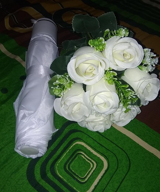 Payung Lipat 3 Selapis Sarung Kain Warna Putih Merah Biru Hijau Termurah