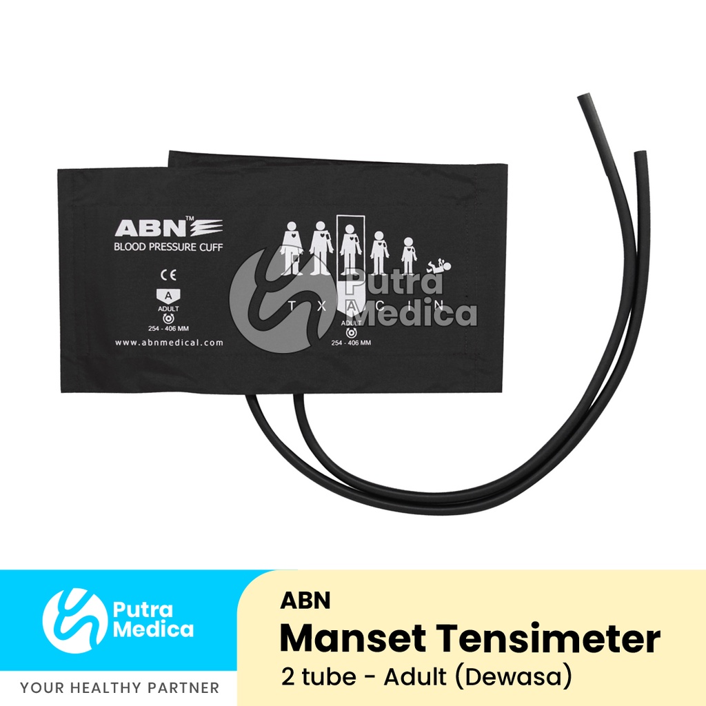 ABN Manset Tensimeter 2 Selang Dewasa / Nylon Cuff / Sparepart Tensi Jarum Manual